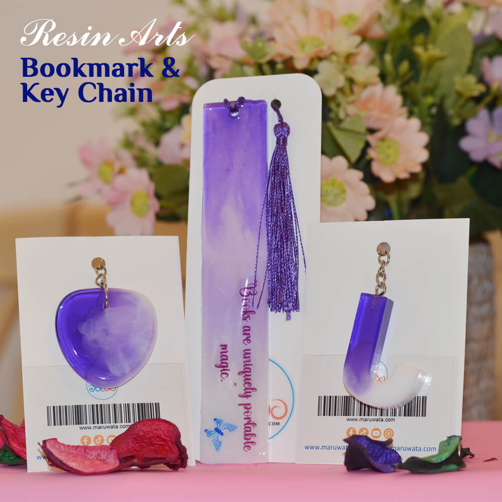 Resin Art Bookmark & Keychain set – Qty 5 set